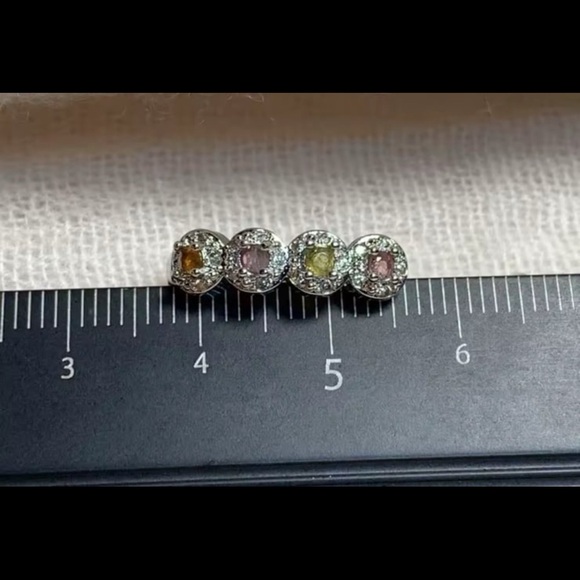 Multicolor natural tourmaline earrings new with silver plating #285 - Picture 11 of 13